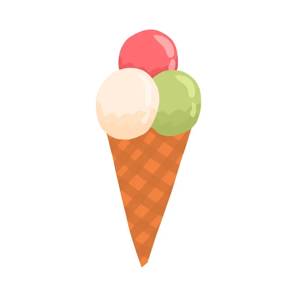 Векторное сладкое мороженое в милый рисованный вручную мультфильм стиле изолированы на белом фоне. Освежающий десерт — стоковый вектор