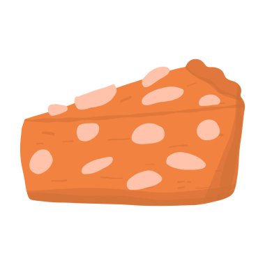 Çizgi film şeklinde dilimlenmiş vektör turtası. Beyaz arka planda izole edilmiş tatlı.