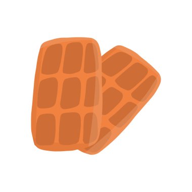 Beyaz arkaplanda izole edilmiş, el çizimi çizgi film tarzında vektör waffle.