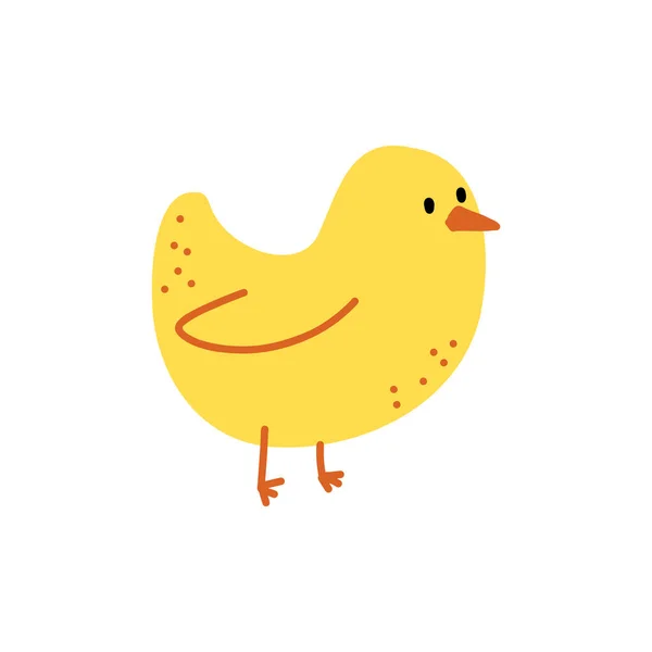 かわいい黄色の鶏のベクトルイラストで漫画のドアスタイル — ストックベクタ