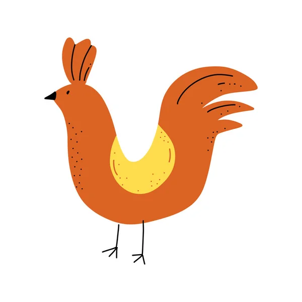 Illustration vectorielle du coq dans un style de gribouillage de dessin animé — Image vectorielle