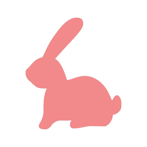 Silhouette de lapin en dessin animé style plat. Mignon lapin de Pâques isolé sur fond blanc — Image vectorielle