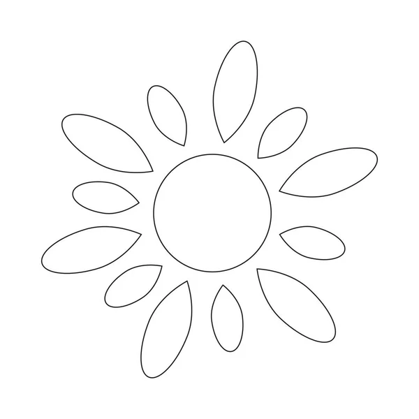 Sol de desenho animado Doodle. Ilustração da arte da linha do vetor, logotipo, página da coloração das crianças — Vetor de Stock