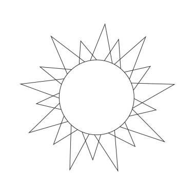 Çizgi film güneşi. Vektör satırı resim çizimi, logo, çocuk boyama sayfası