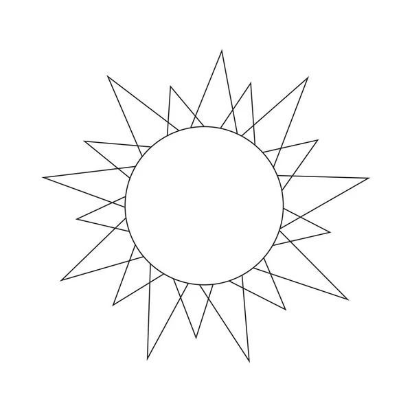 Doodle cartoon sun. Vector line art illustration, logo, childrens coloring page — Vector de stock