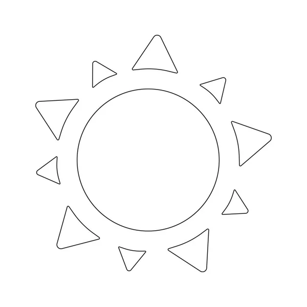 Sol de desenho animado Doodle. Ilustração da arte da linha do vetor, logotipo, página da coloração das crianças — Vetor de Stock