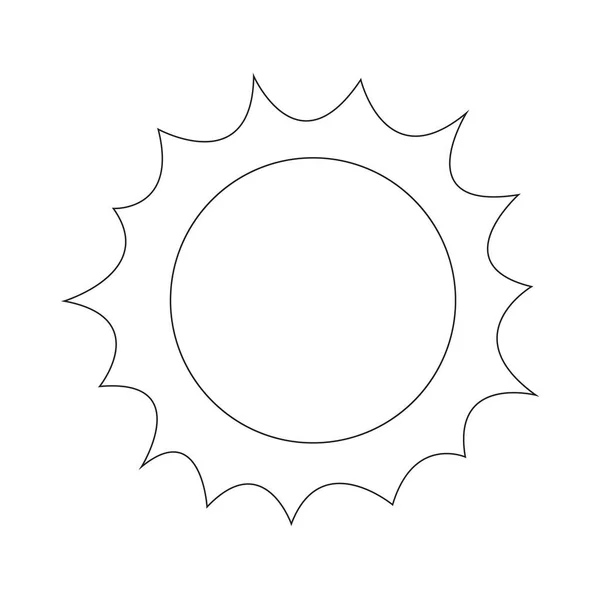 Doodle cartoon sun. Vector line art illustration, logo, childrens coloring page — стоковый вектор