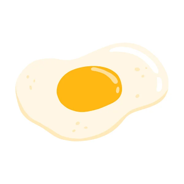Vector illustration of fried egg isolated on white background. Scrambled eggs in cartoon hand drawn flat style — ストックベクタ