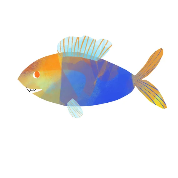 Misture Peixes Aquário Mídia Estilo Dos Desenhos Animados Isolados Fundo — Fotografia de Stock