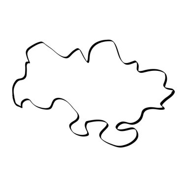 Outline map of Ukraine in cartoon style. Vector illustration of black line drawing map, linear.
