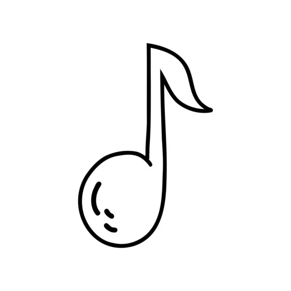 Doodle Music Note Vector Illustration Black Silhouette Hand Drawn Note — Archivo Imágenes Vectoriales