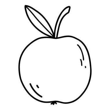 Hand drawn doodle apple. Vector sketch black outline illustration of fresh ripe fruit for print, coloring page, kids design, logo.