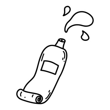 Hand drawn doodle of tube of paint. Vector sketch illustration of black outline icon of oil, acrylic or watercolor paint, artists supplies for print, coloring page, kids design, logo.