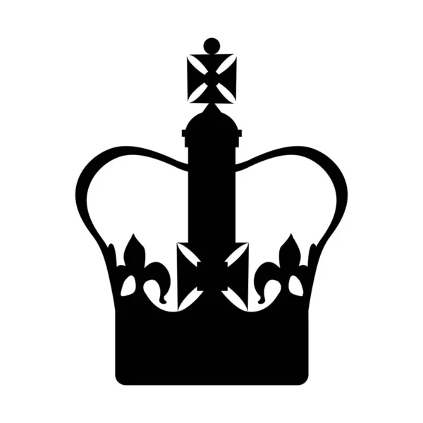 Чёрный Силуэт Императорской Государственной Короны Великобритании Векторная Иллюстрация Королевских Драгоценностей — стоковый вектор