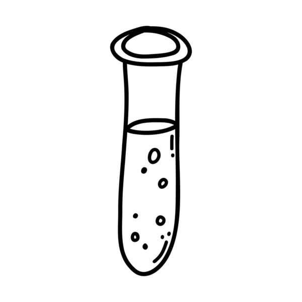 Hand Drawn Doodle Test Tube Icon Print Coloring Page Kids — Vettoriale Stock