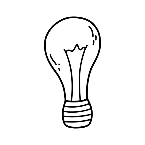 Hand Drawn Doodle Light Bulb Icon Vector Sketch Illustration Black — Stock Vector