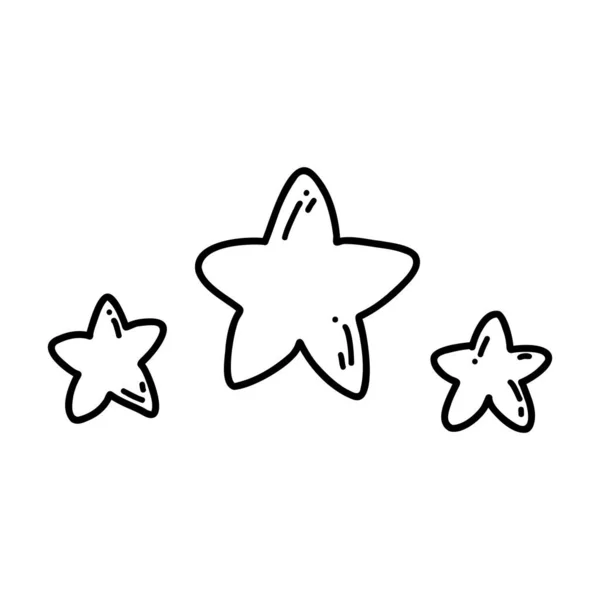 Hand Drawn Doodle Set Stars Icon Vector Sketch Illustration Black — Stock Vector