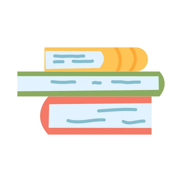 Stack Books Cartoon Flat Style Studying Learning Vector Illustration Hand — ストックベクタ