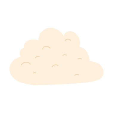 Salt, sugar or flour pile in cartoon flat style. Vector illustration of cereals, sugar, powder, coconut flakes, baking ingredients.