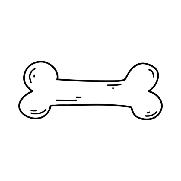 Doodle Bone Halloween Element Dog Food Vector Sketch Illustration Line — Vector de stock