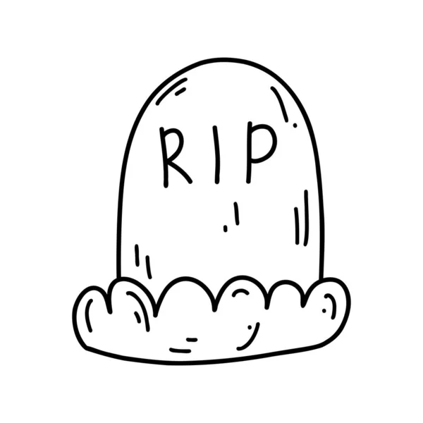 Ícone Doodle Grave Desenhado Mão Elemento Desenho Animado Halloween Ilustração — Vetor de Stock