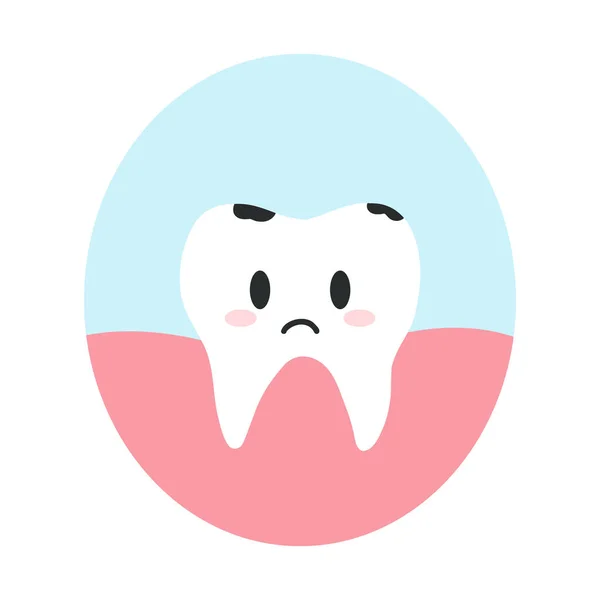 Sick Tooth Caries Cartoon Flat Style Vector Illustration Disgruntled Unhealthy — Stock Vector