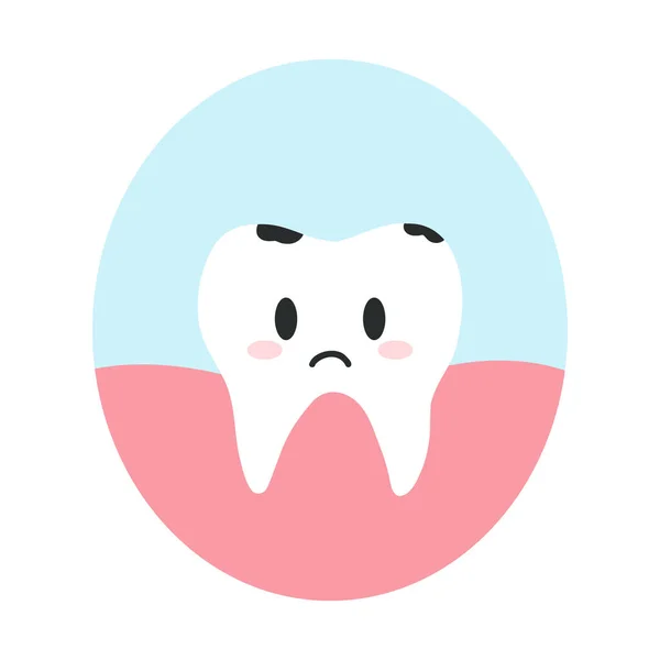 Diente Enfermo Con Caries Estilo Plano Dibujos Animados Ilustración Vectorial — Vector de stock