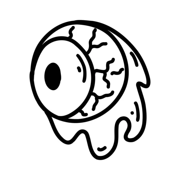 Ojo Garabato Dibujado Mano Elemento Esquema Halloween Ilustración Boceto Vectorial — Vector de stock