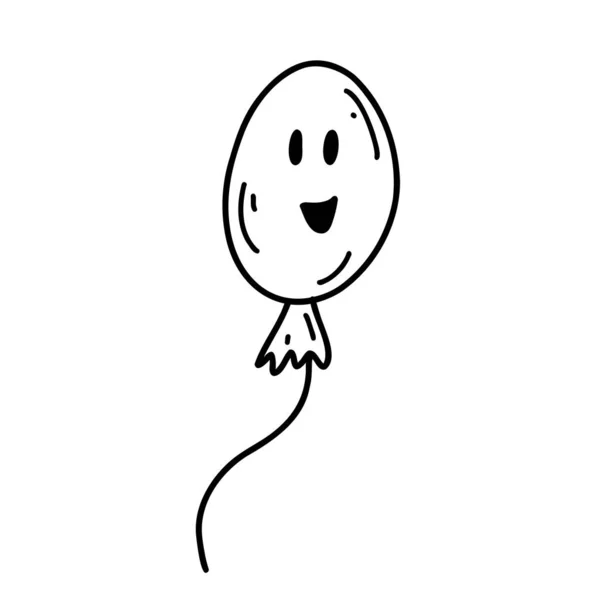 Ručně Kreslený Balónek Obličejem Halloween Kreslený Prvek Vektorová Kresba Ilustrace — Stockový vektor