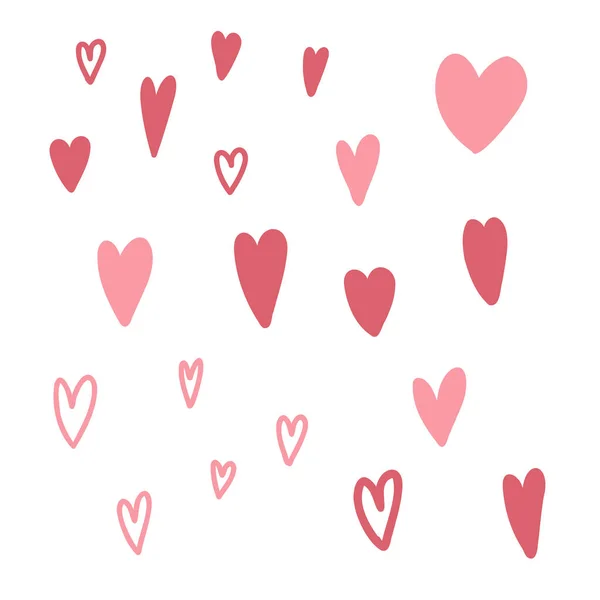 Corações Desenhados Mão Doodle Coleção Coração Amor Vermelho Rosa Ilustração — Vetor de Stock
