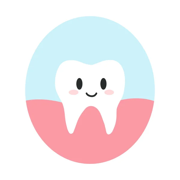 Cute Happy Tooth Cartoon Flat Style Vector Illustration Clean Healthy — Stock Vector