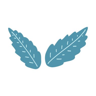 El yapımı nane yaprakları düz çizgi film tarzında. Bitki bitkisinin vektör illüstrasyonu.