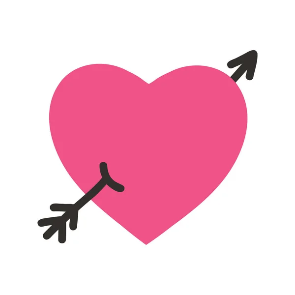 漫画風に矢印で心のポップガーリーステッカー 愛のアイコンのベクトルイラスト グラフィックティーのためのバレンタインデーのシンボル ポスター 1990年のノスタルジア — ストックベクタ