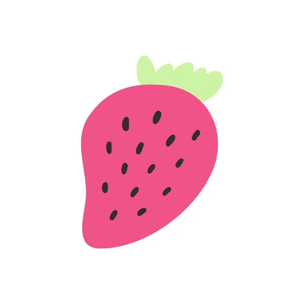 Strawberry Icon Cartoon Flat Style Векторная Иллюстрация Свежей Сочной Ягоды — стоковый вектор