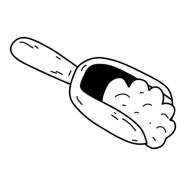 Scoop Legno Doodle Con Farina Illustrazione Schematica Vettoriale Cereali Zucchero — Vettoriale Stock