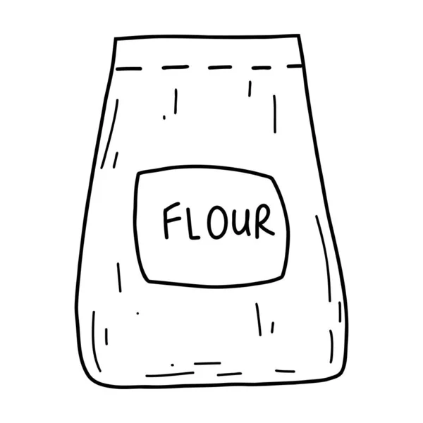 Saco Farinha Doodle Desenho Esboço Ilustração Vetorial Saco Ícone Ingrediente —  Vetores de Stock