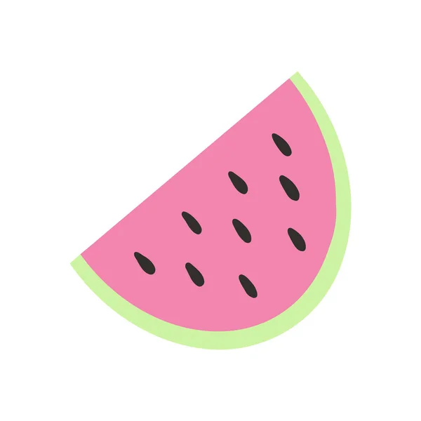 Watermelon Dalam Gaya Kartun Datar Vektor Ilustrasi Buah Musim Panas - Stok Vektor