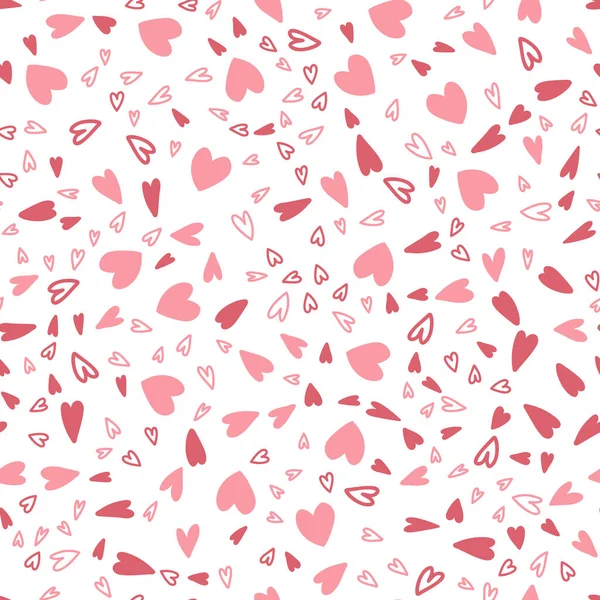 Seamless Pattern Hand Drawn Hearts Vector Illustration Romantic Cartoon Background — Stock Vector