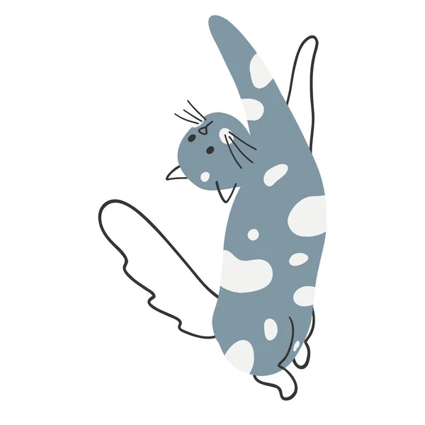 Hand Drawn Cute Cat Vector Illustration Kitten Funny Animal Poster — Stock Vector