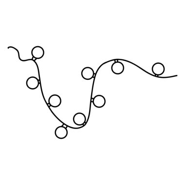 Elle çizilmiş çelenkler ve ampuller. Çizgi film ögesi, vektör çizimi çizimi, web tasarımı için siyah taslak sanatı, simge, yazdırma, renklendirme sayfası.