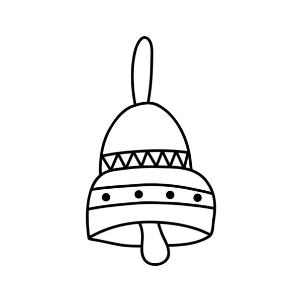 Cloche Dessinée Main Élément Dessin Animé Croquis Vectoriel Illustration Contour — Image vectorielle