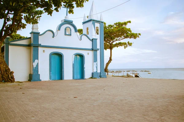 White Blue Church Fishermens Village Praia Forte Bahia — ストック写真