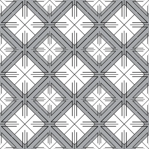 无缝几何图案 一种由白色菱形和灰色背景上的黑色元素构成的时髦的抽象背景 你的任何一个大胆的广告项目的时尚和迷人的装饰 — 图库矢量图片