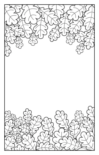 Schöne Vektorflorale Vorlage Schwarz Weiße Konturabbildung Eichenblätter Hintergrund Geeignet Für — Stockvektor