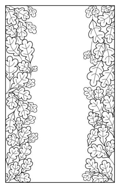 Abstrakter Vektor Floraler Hintergrund Vertikale Ränder Einfarbige Äste Und Eichenblätter — Stockvektor
