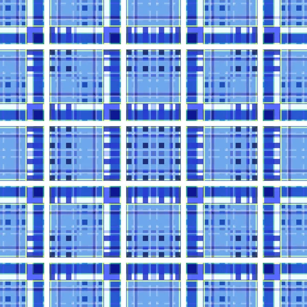 Оригинальный Бесшовный Рисунок Клеток Полос Синего Белого Цветов Геометрический Клетчатый — стоковый вектор