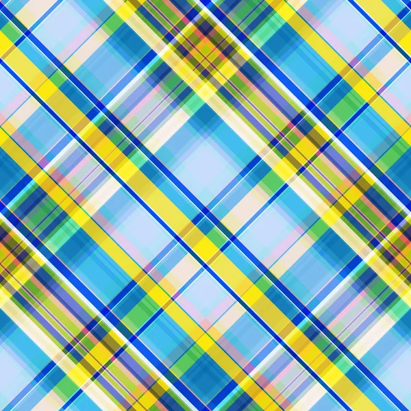 Seamless Checkered Pattern Made Yellow Blue Green Diagonal Stripes Tartan — Stock Vector