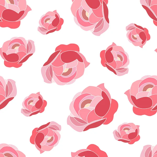 Seamless Abstract Pattern Carmine Pink Peonies White Background Great Decorating — Stockový vektor