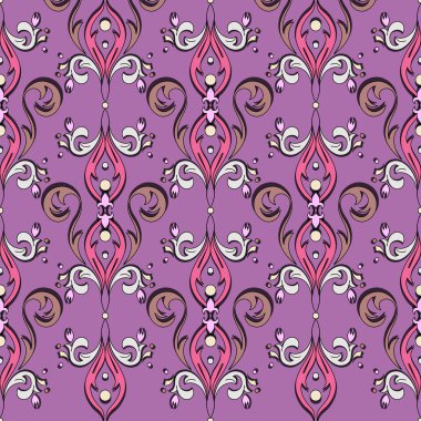 Soyut, pürüzsüz desen, büyük barok elementler. Parlak renkli doku. Kumaşlar, tekstil, hediye paketleme tasarımı, basılı malzemeler, reklamlar ve diğer tasarımlar için harika..