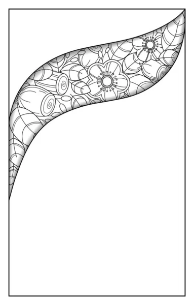 Krásná Šablona Styl Papíru Květinový Vzor Černobílé Květy Listy Poupata — Stockový vektor